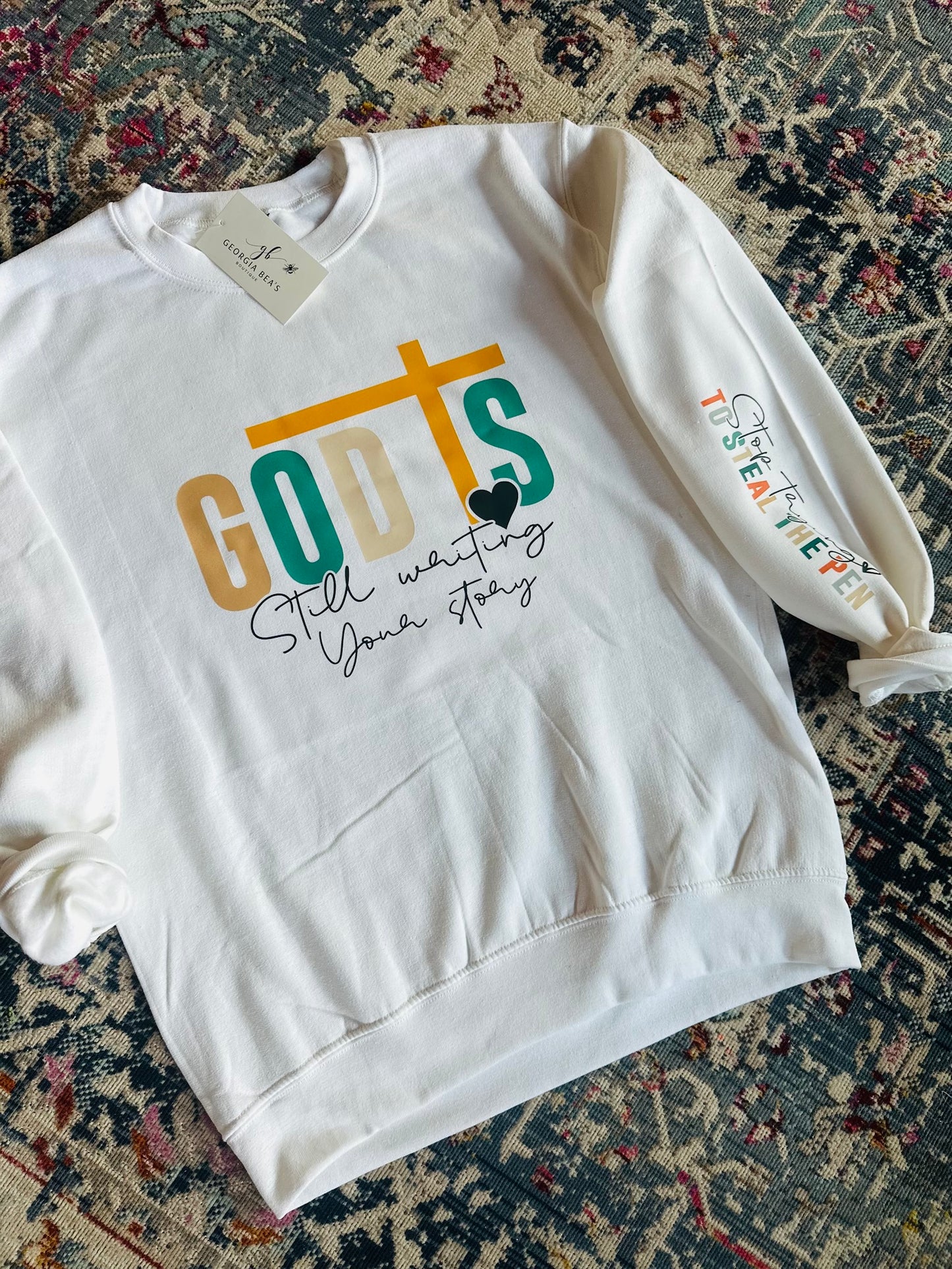 God is Still Writing Your Story Crewneck White