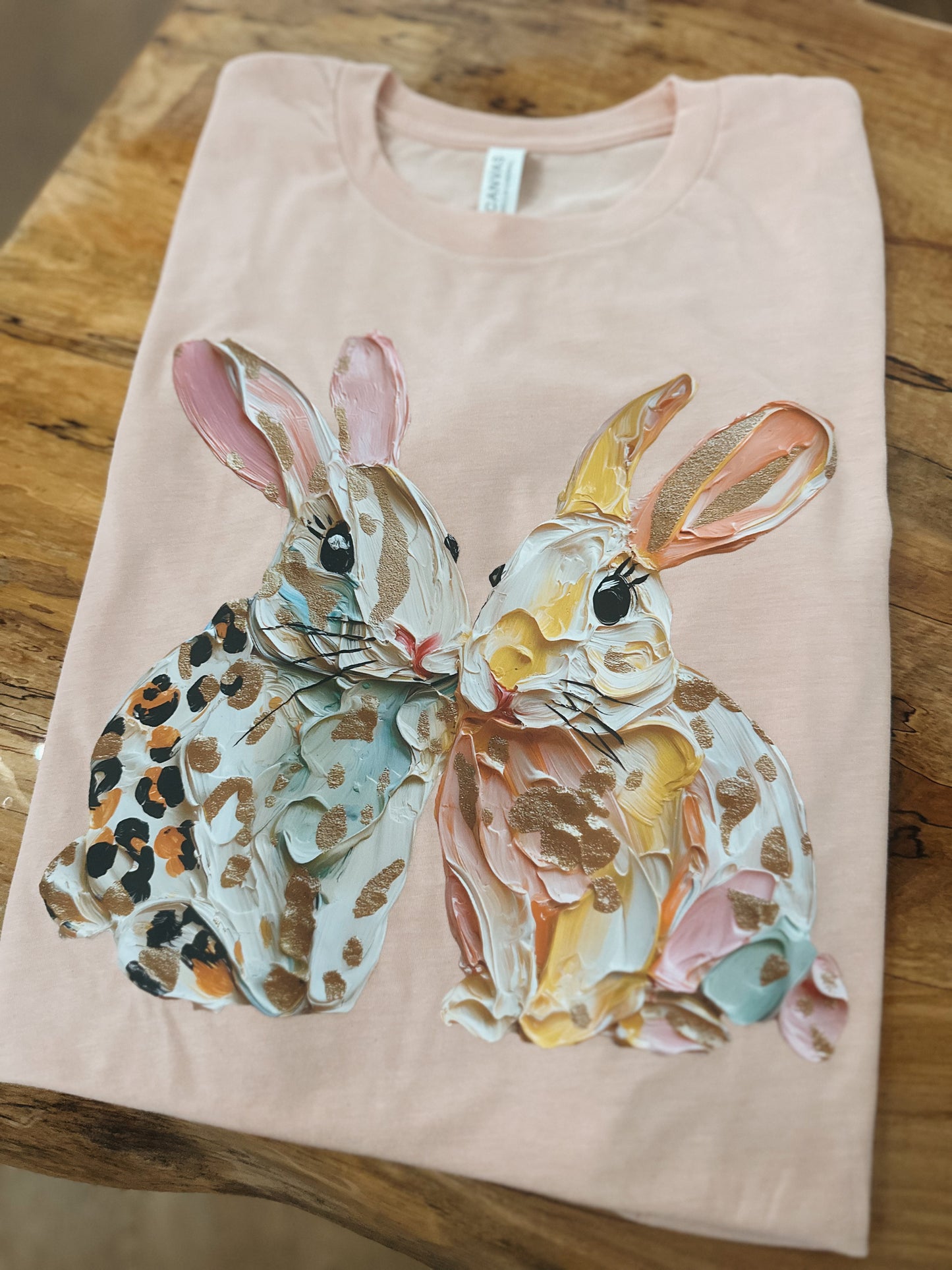 Artsy Bunnies Tee Peach
