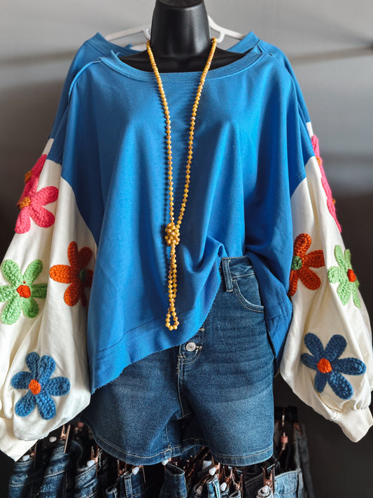 Crochet Flowers Pullover Top