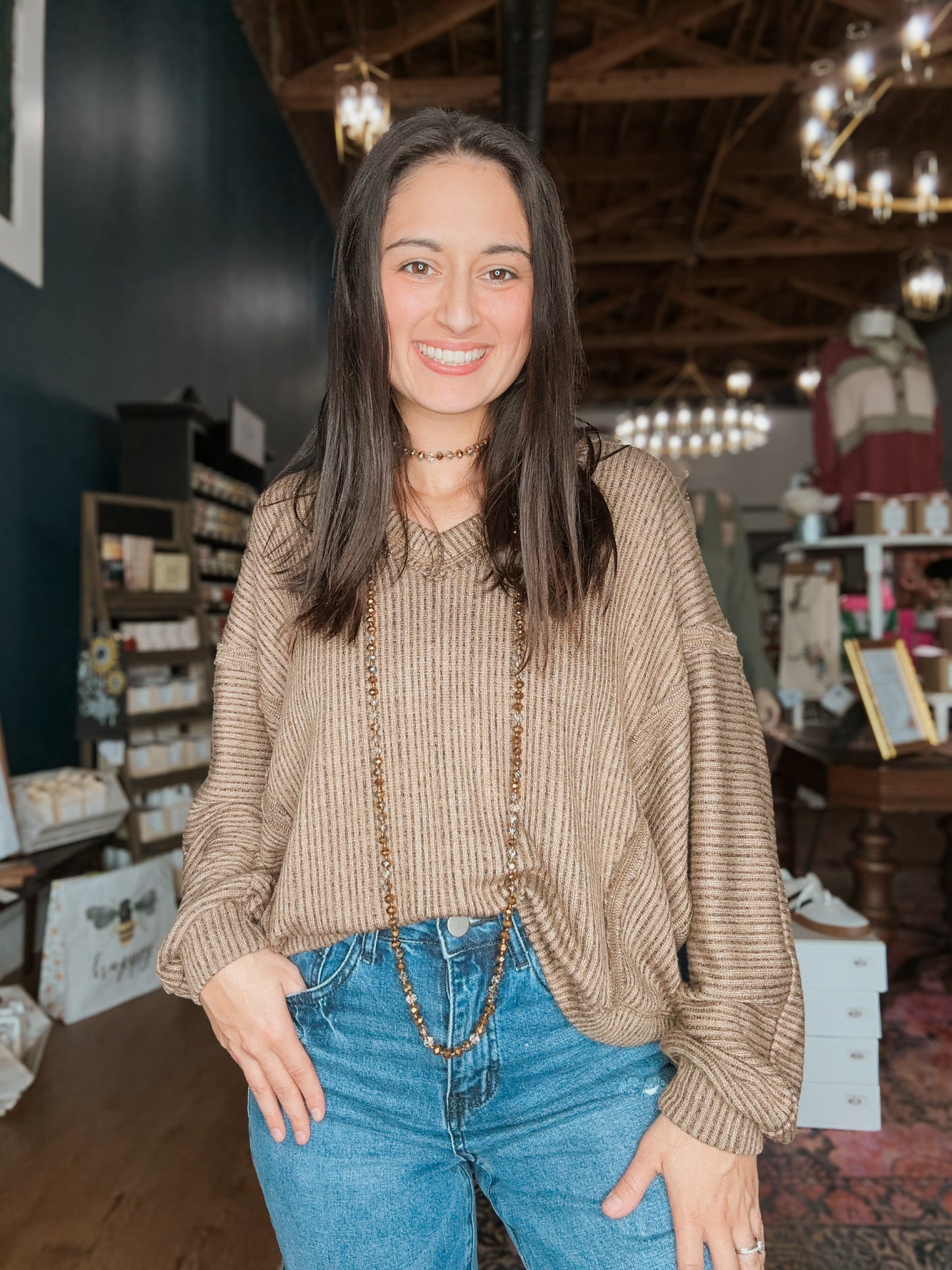 Mocha Rib Knit Blouse