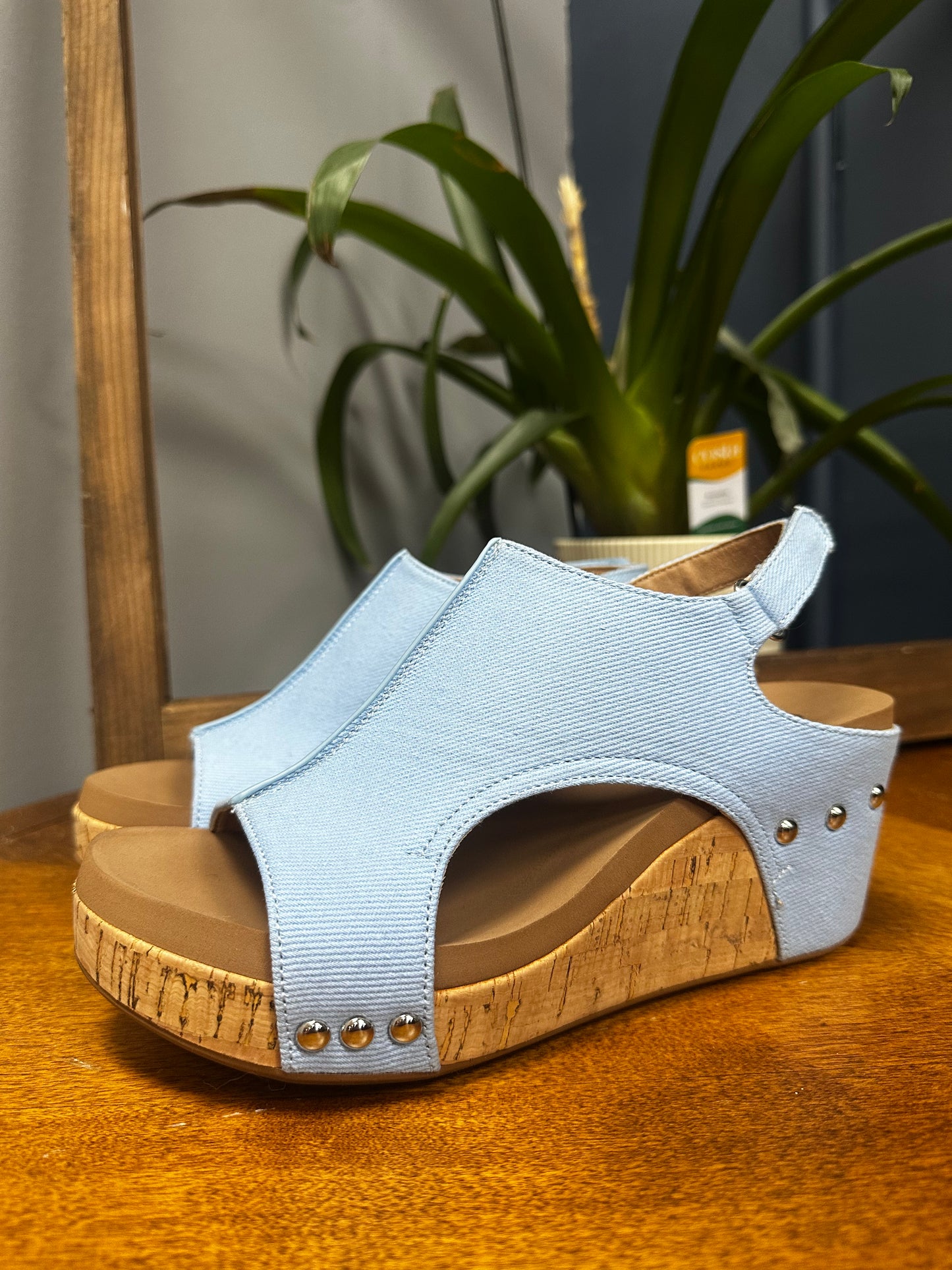 Carley Blue Canvas Wedge Heels