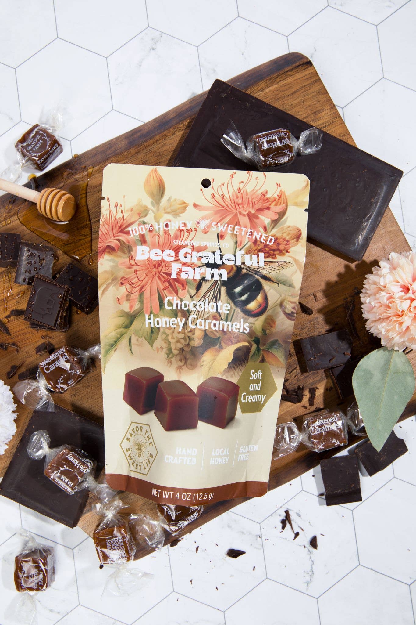 100% Honey Sweetened Chocolate Honey Caramel (12 Units)