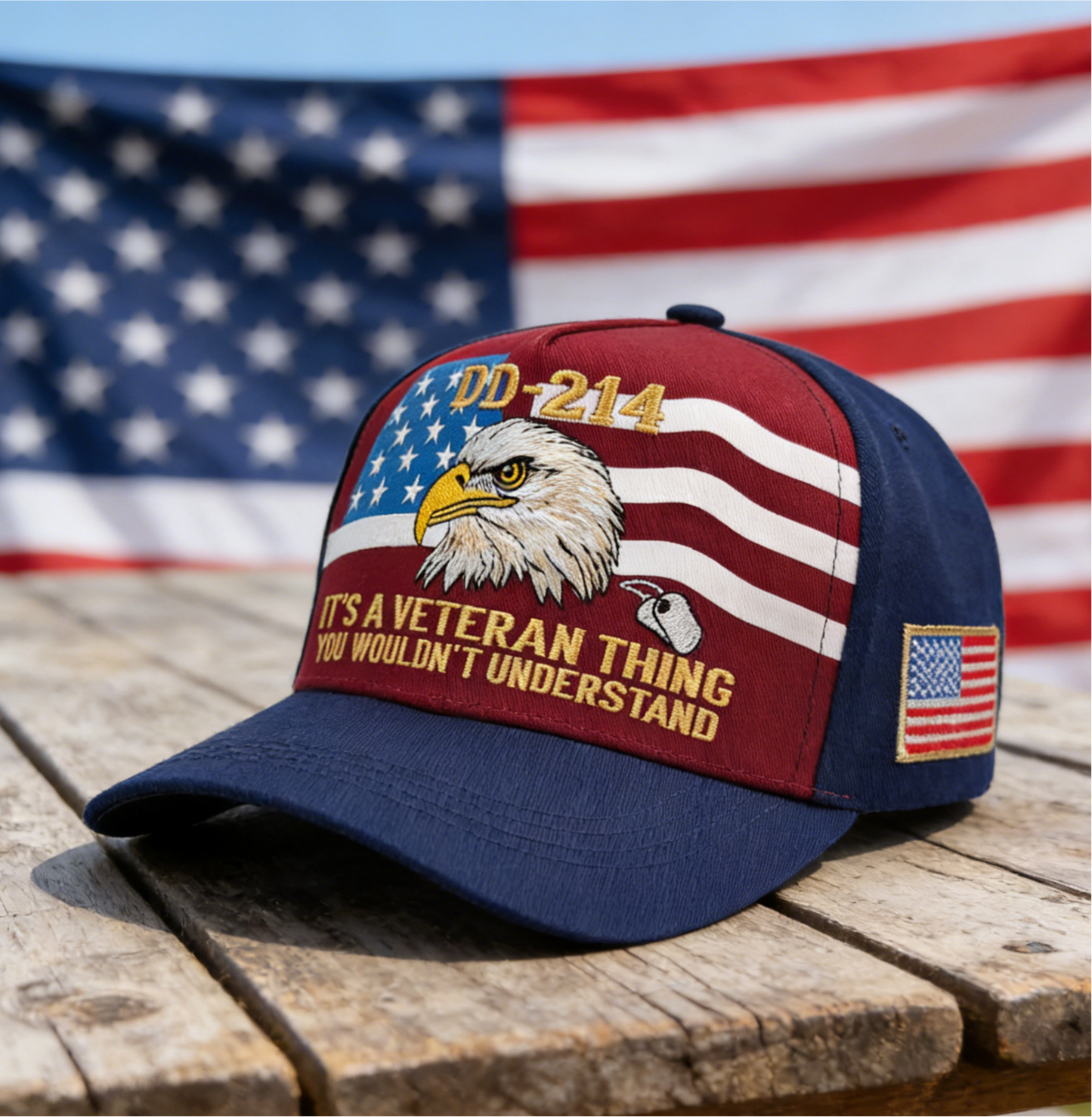250th Anniv DD-214 Liberty Bell Embroidered Baseball Cap: Navyblue / M