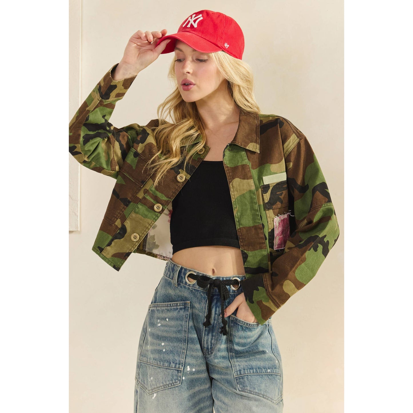 Camo Floral Contrast Jacket
