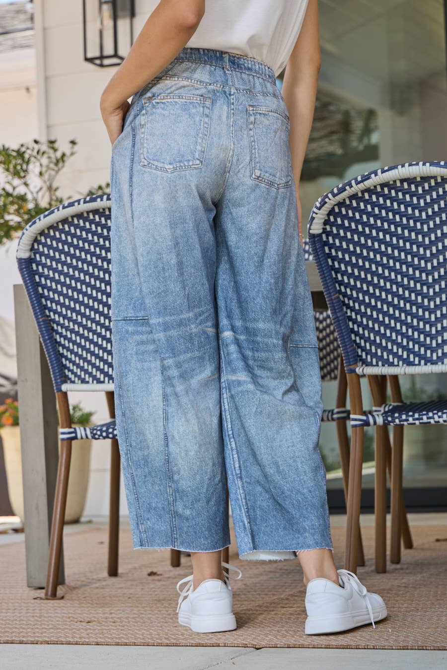 Denim Illusion Barrel Pants