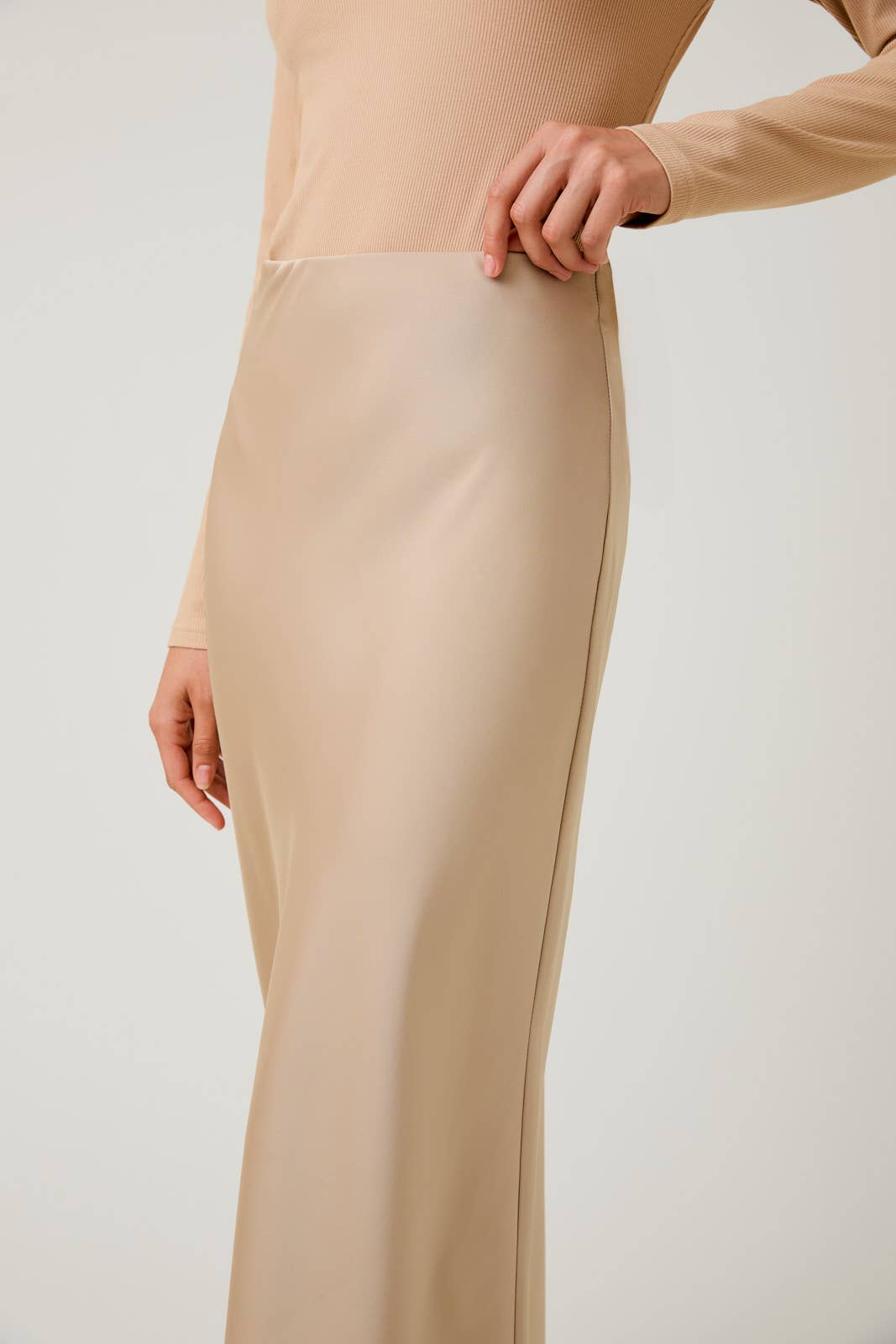 Bias Satin Midi Skirt