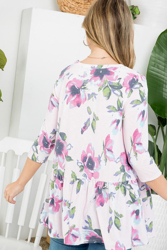 PLUS FLORAL BABYDOLL TUNIC TOP