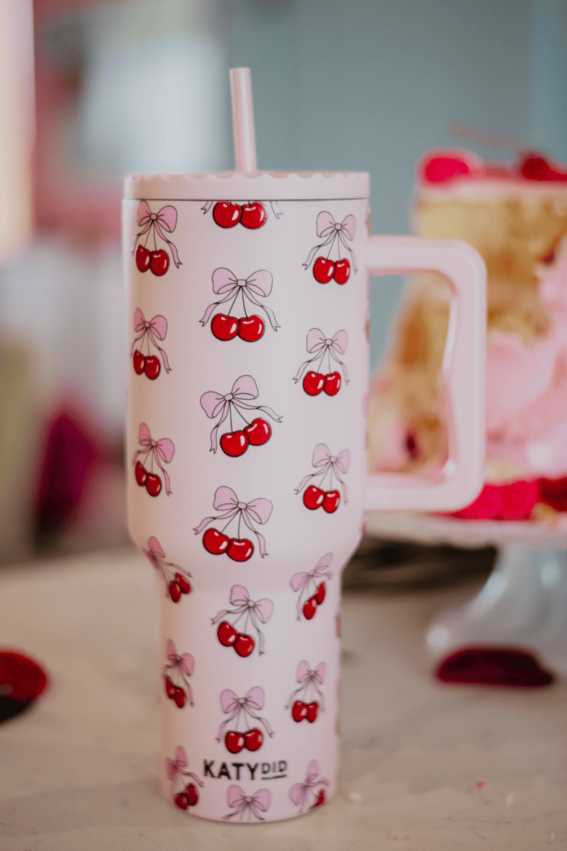Cherry Bow Light Pink 38 oz Tumbler