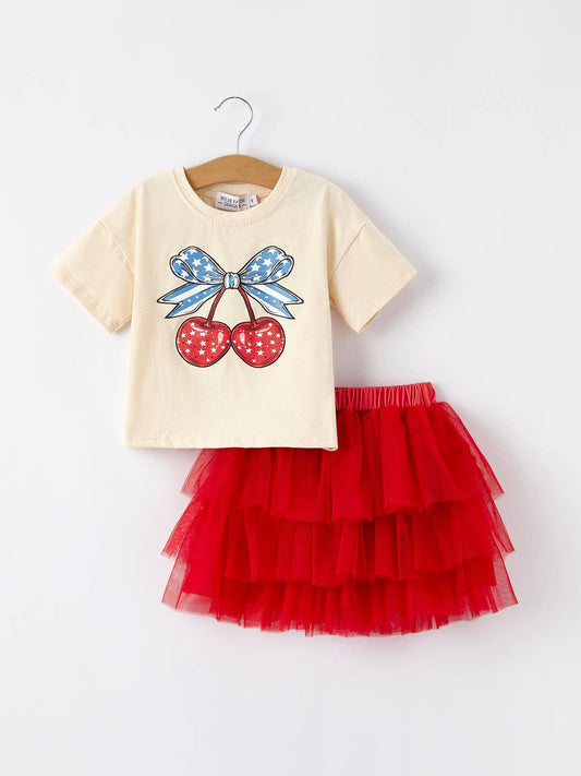 American Cherry Tulle Skirt Set