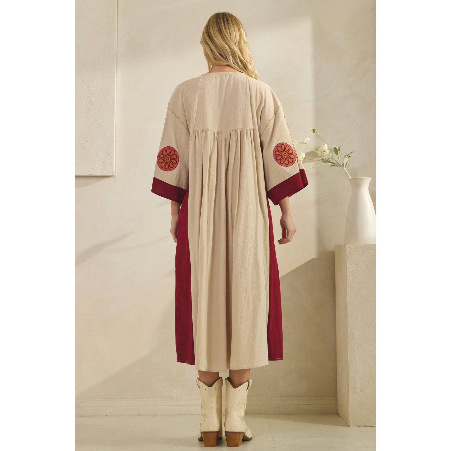 Vintage Embroidery Patch Maxi Dress