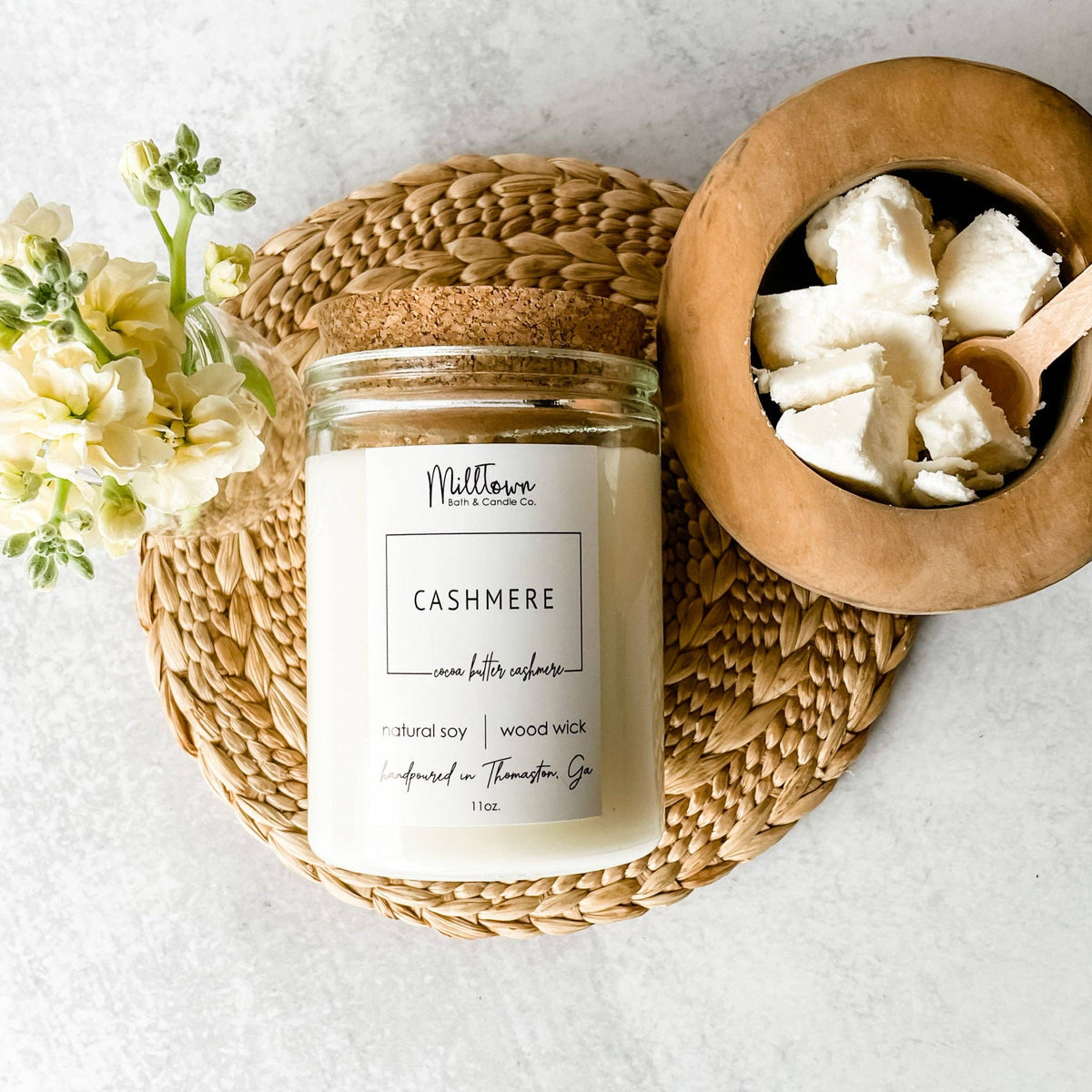Cashmere Soy Candle-100% Natural Soy Wax | Wooden-Wick Candles | Clean-Burning & Long-Lasting
