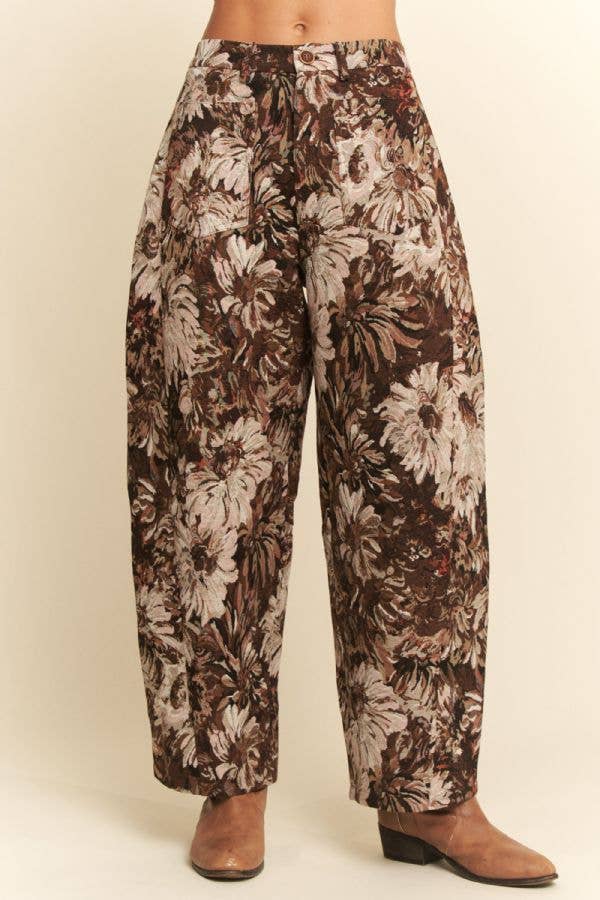 Floral Tapestry Wide Leg Pants