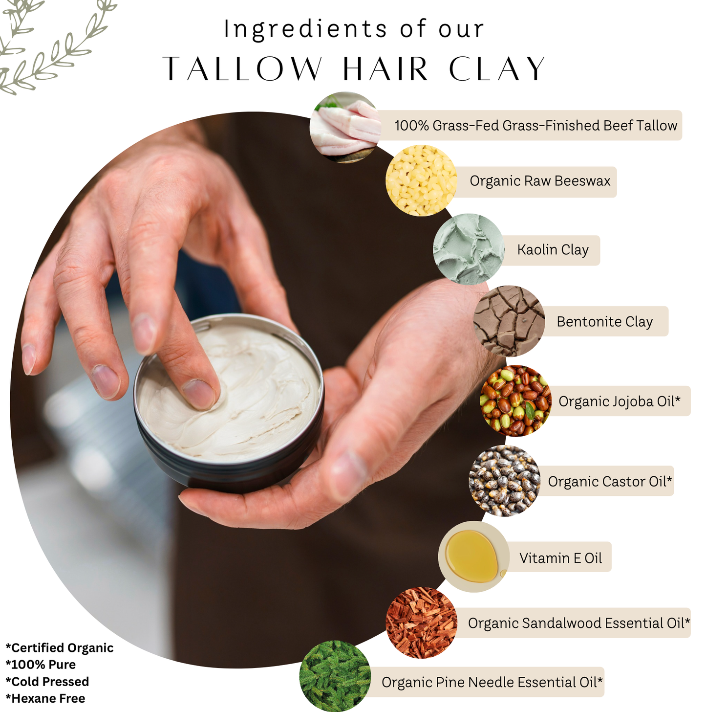 Gras-Fed Tallow Hair Clay Pomade | 2 oz Metal Can