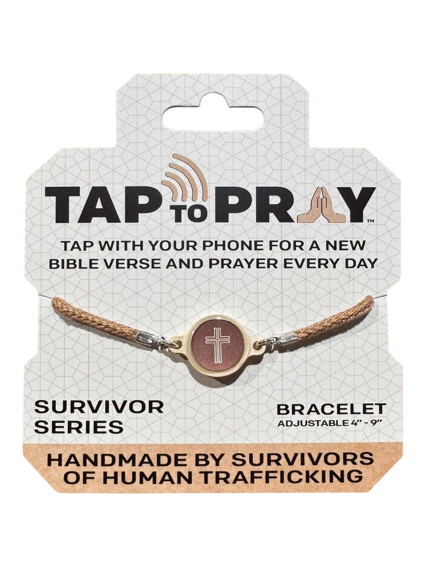 Tap To Pray™ - Survivor Series Handmade Bracelets: Amethyst + Cross