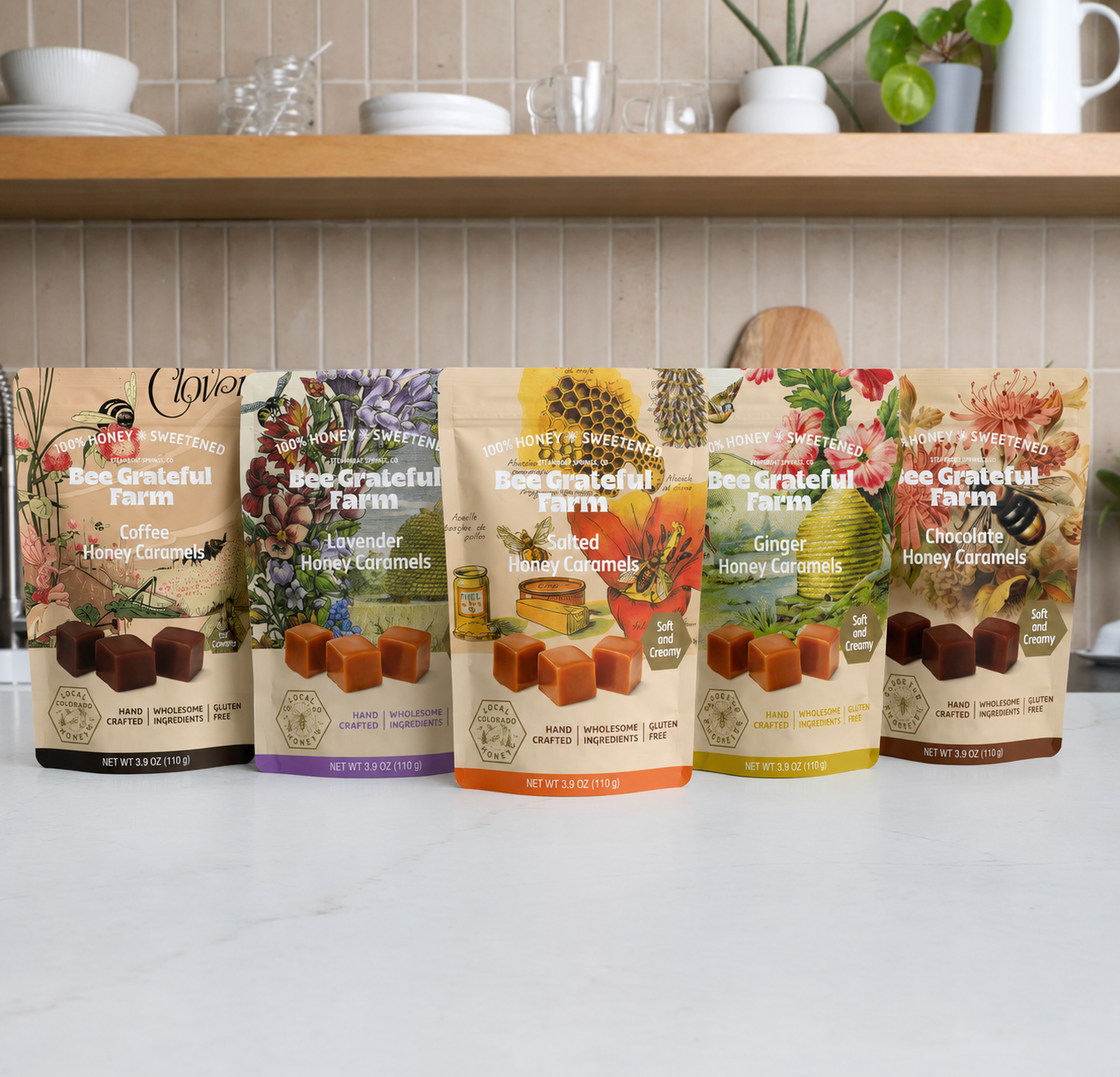 Assortment case 100% Honey Sweetened Caramels