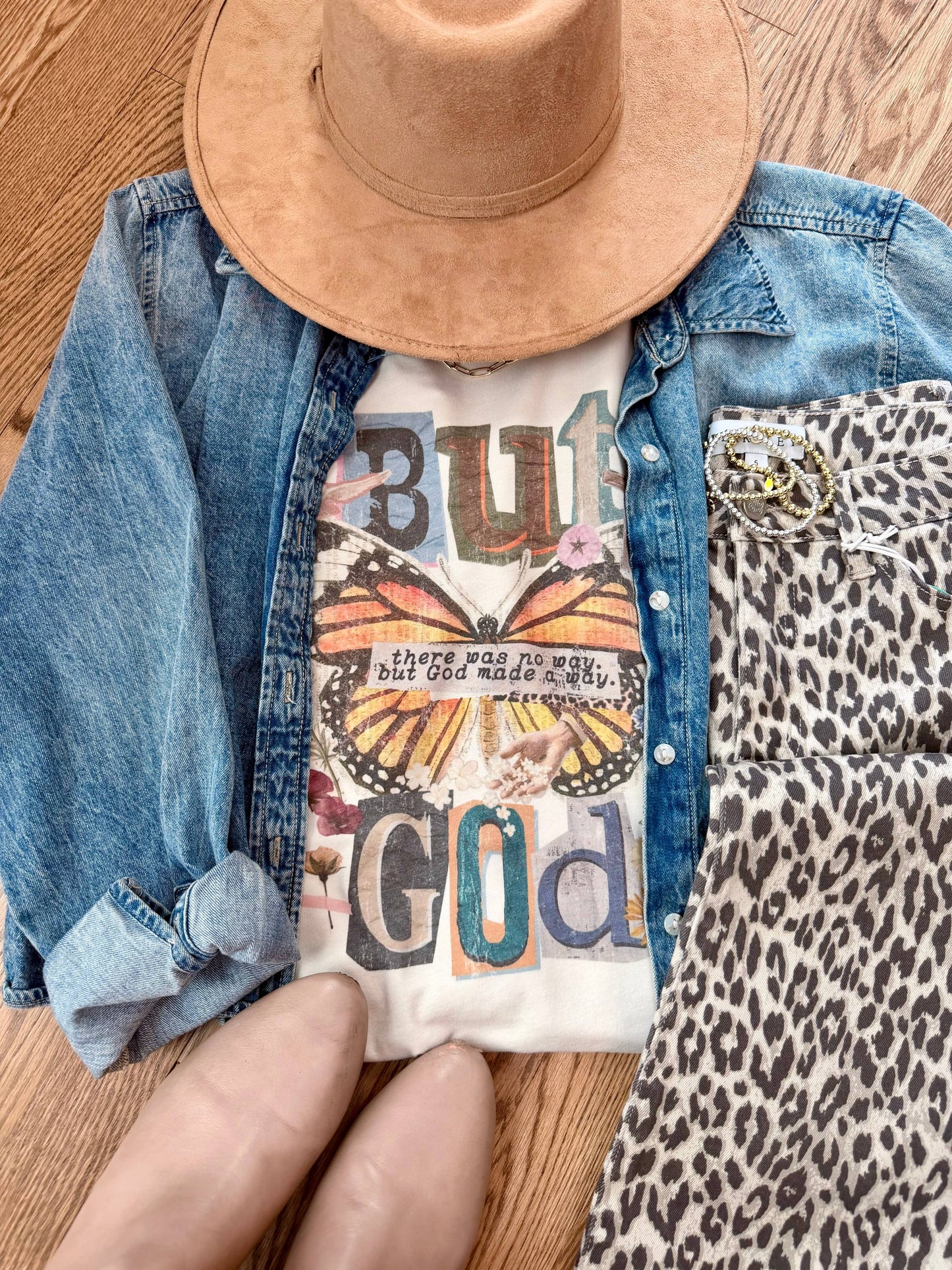 Boho Butterfly God Graphic Tee: L