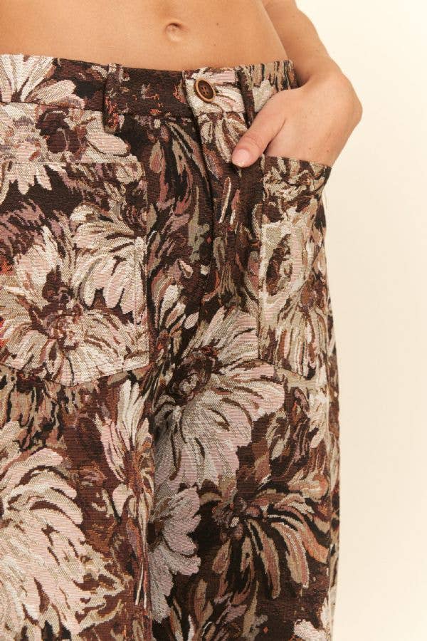 Floral Tapestry Wide Leg Pants