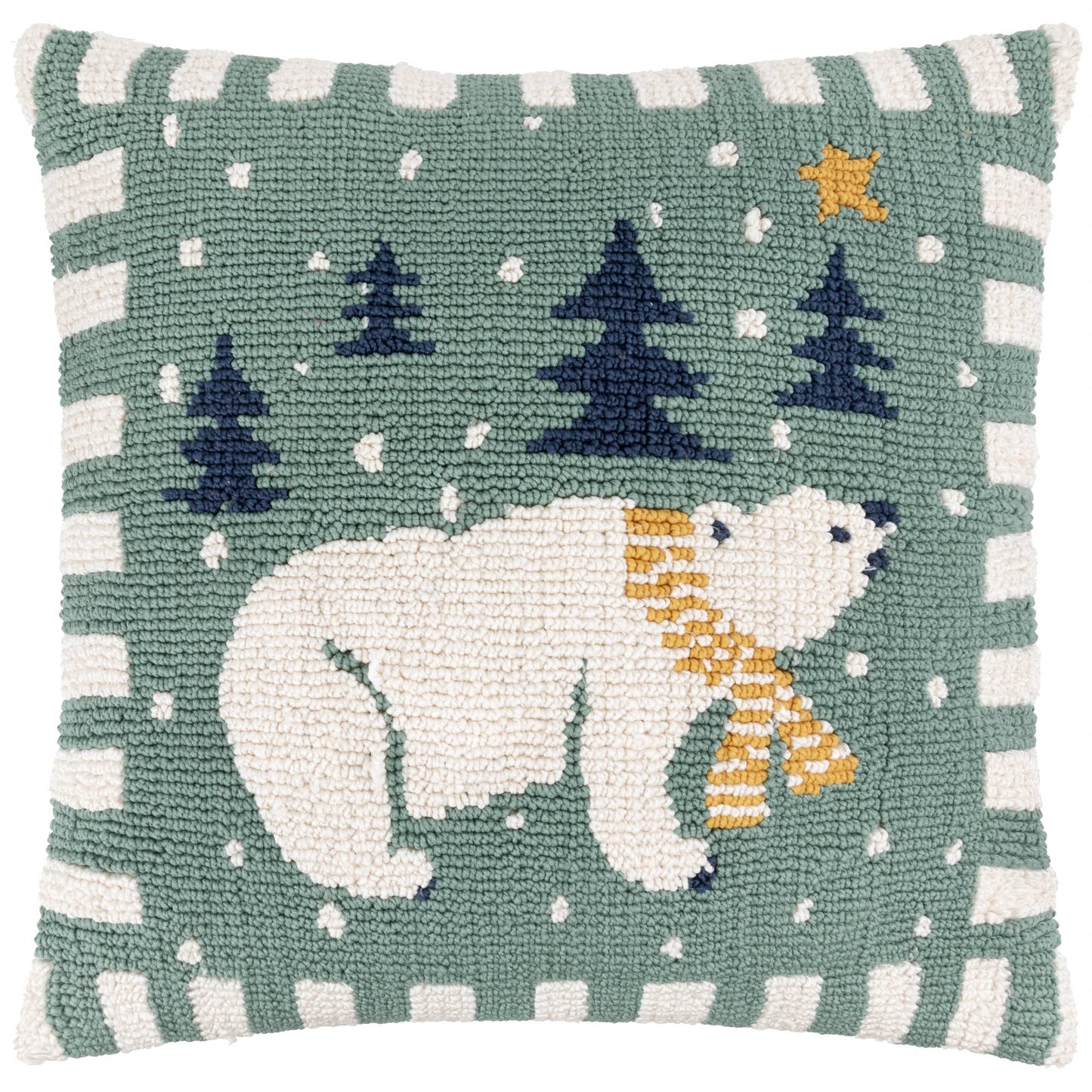 Polar Bear Cushion Frosty Blue Pillow