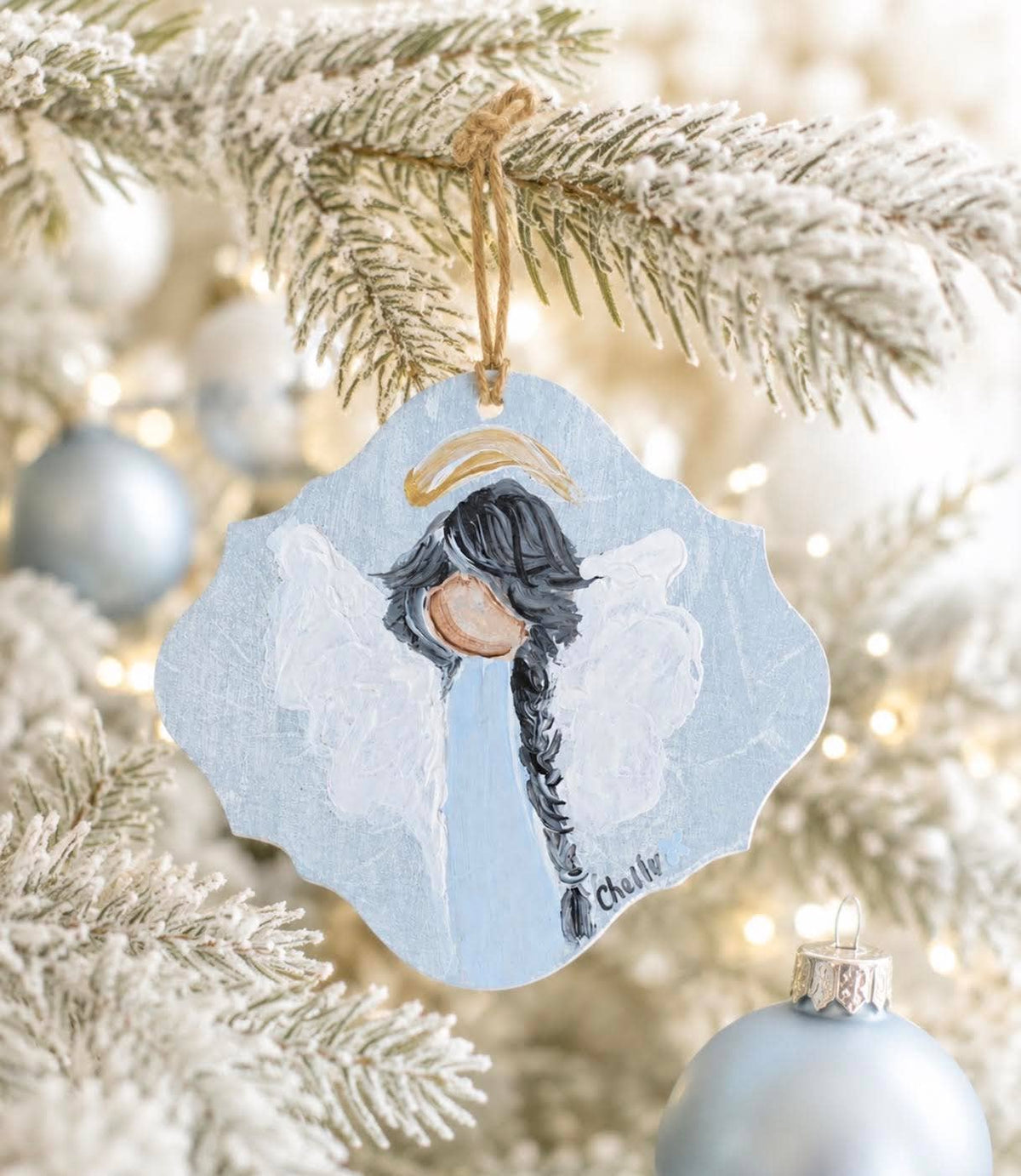 Christmas Ornament: Black Haired Angel