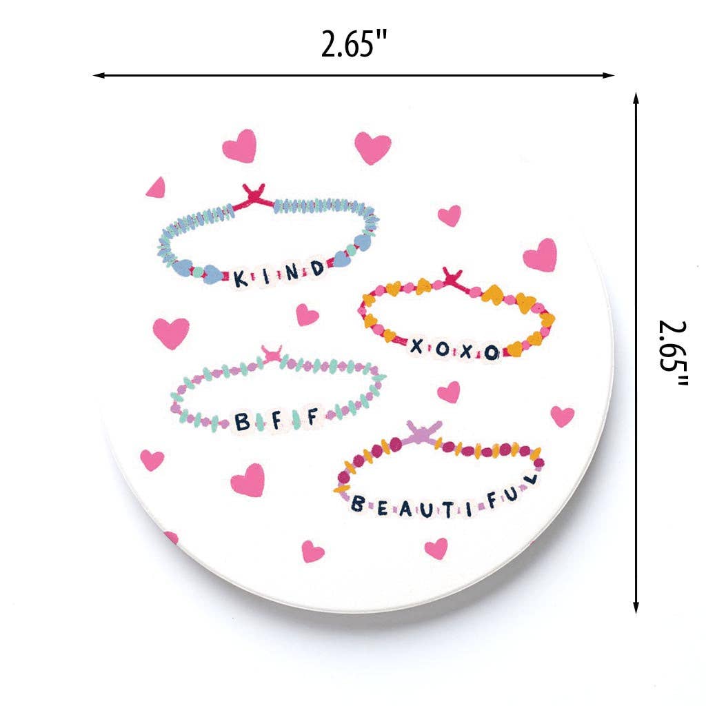 Car Coaster-Friendship Bracelet Hearts