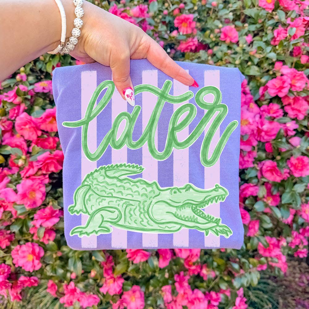 Preppy Later Gator DTF Heat Transfer: Adult / Purple