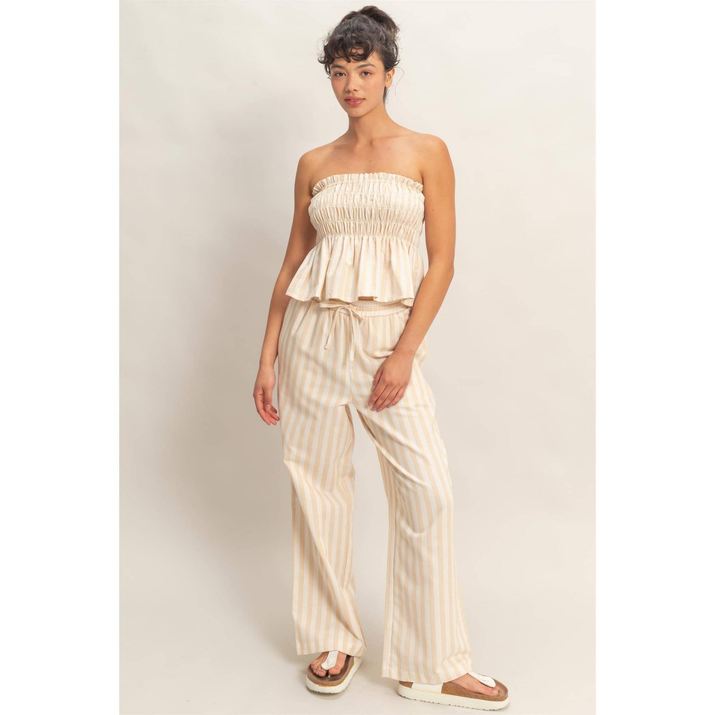 Taupe Vertical Striped Pants