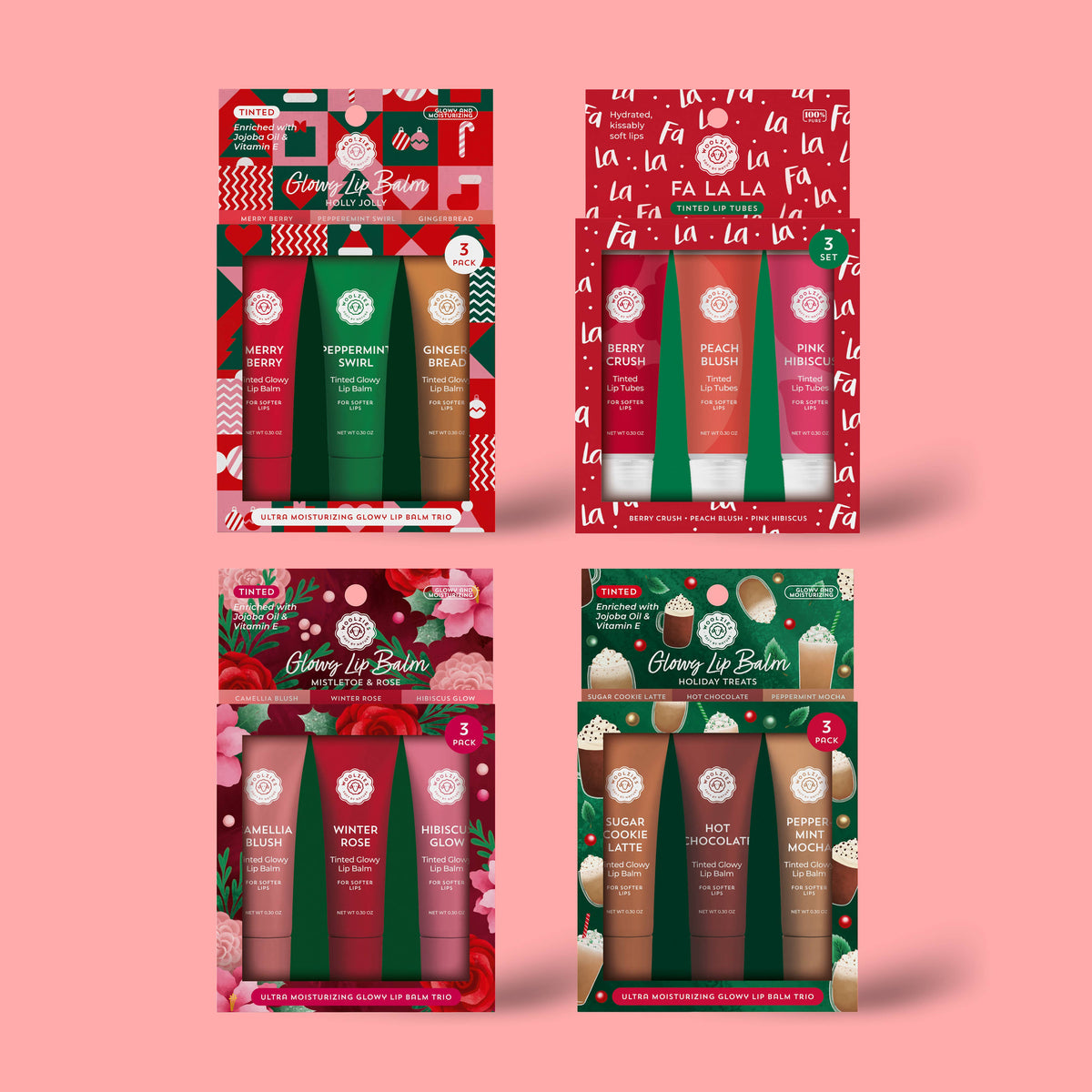 Holiday Glowy Lip Balm Assortment – 12pc (4 Styles)
