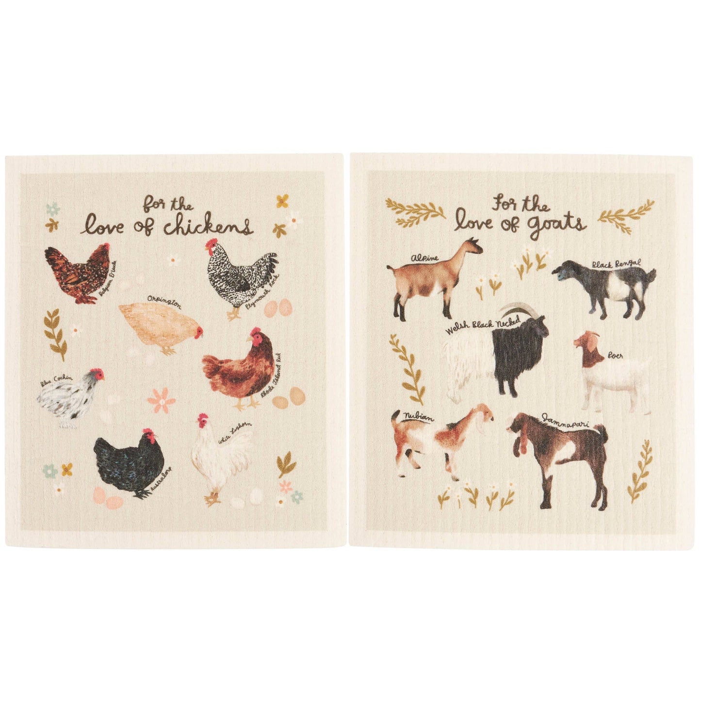 Love Of Goats Swedish Dishcloth Set