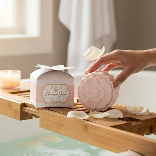 Champagne Kisses Melt Away Stress – Coconut Milk Magnesium Bath Bombs 5 OZ