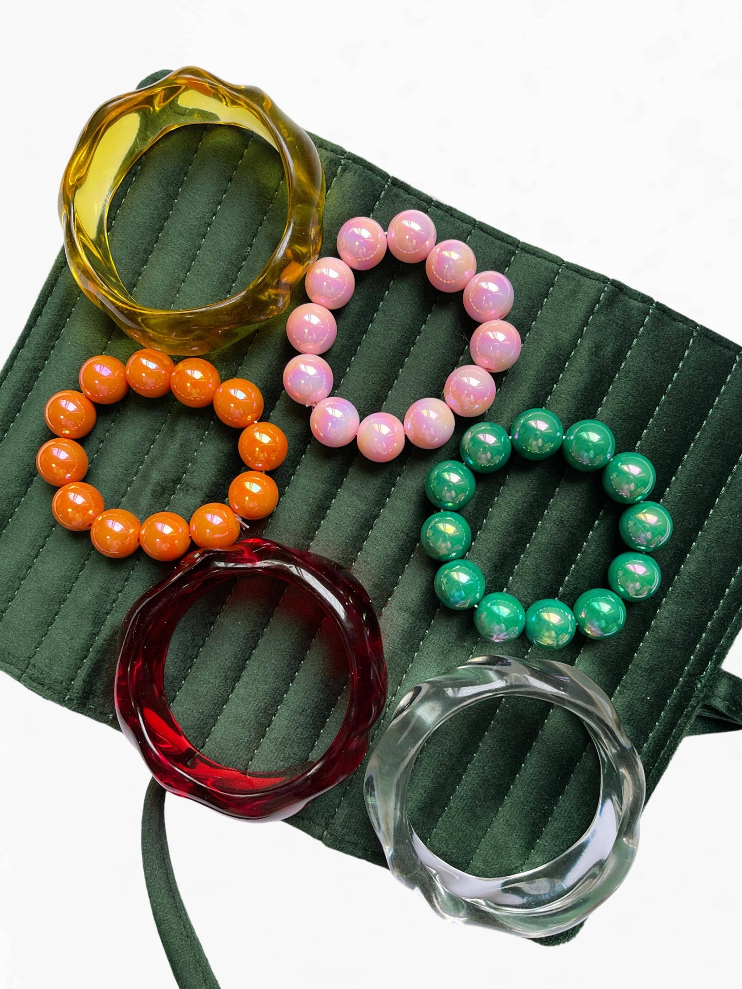 Colorful Holographic Bead Resin Bangle Dopamine N6A225: B02