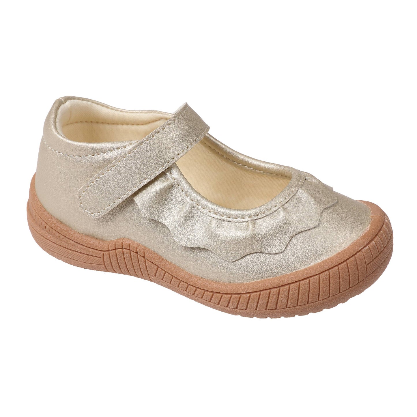 Girls Amina Gold Ruffle Shoe