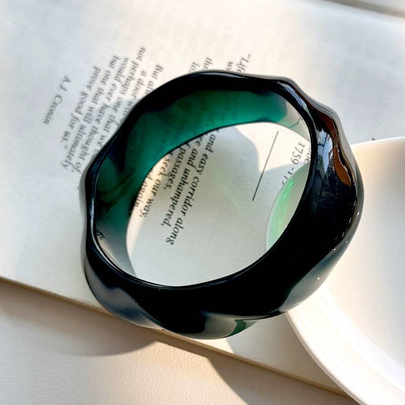 Colorful Holographic Bead Resin Bangle Dopamine N6A225: A02