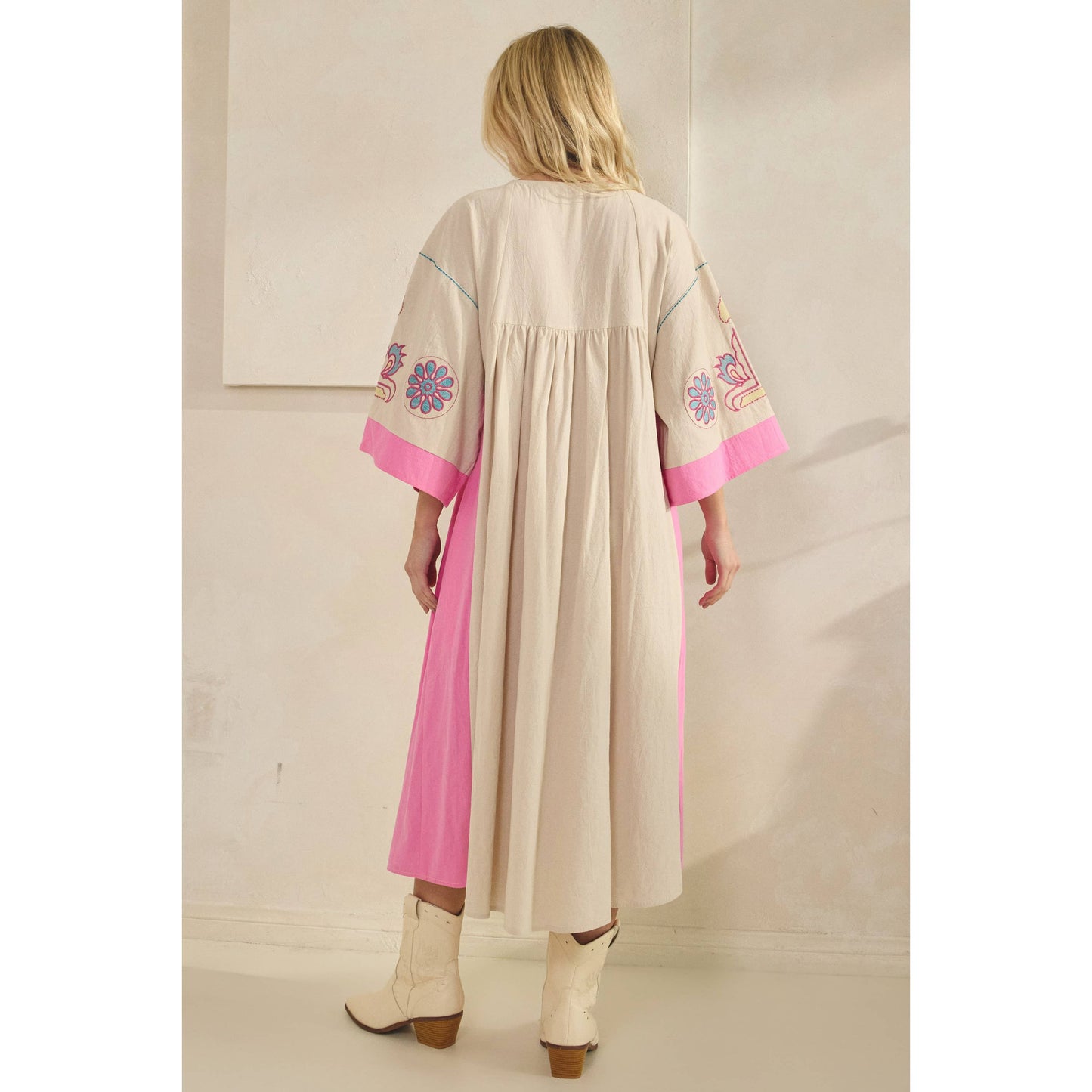 Vintage Embroidery Patch Maxi Dress