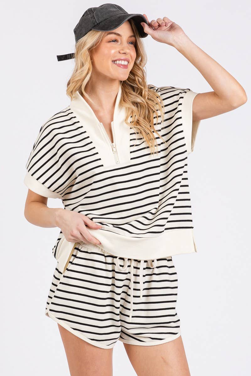 Half Zip Shorts Set