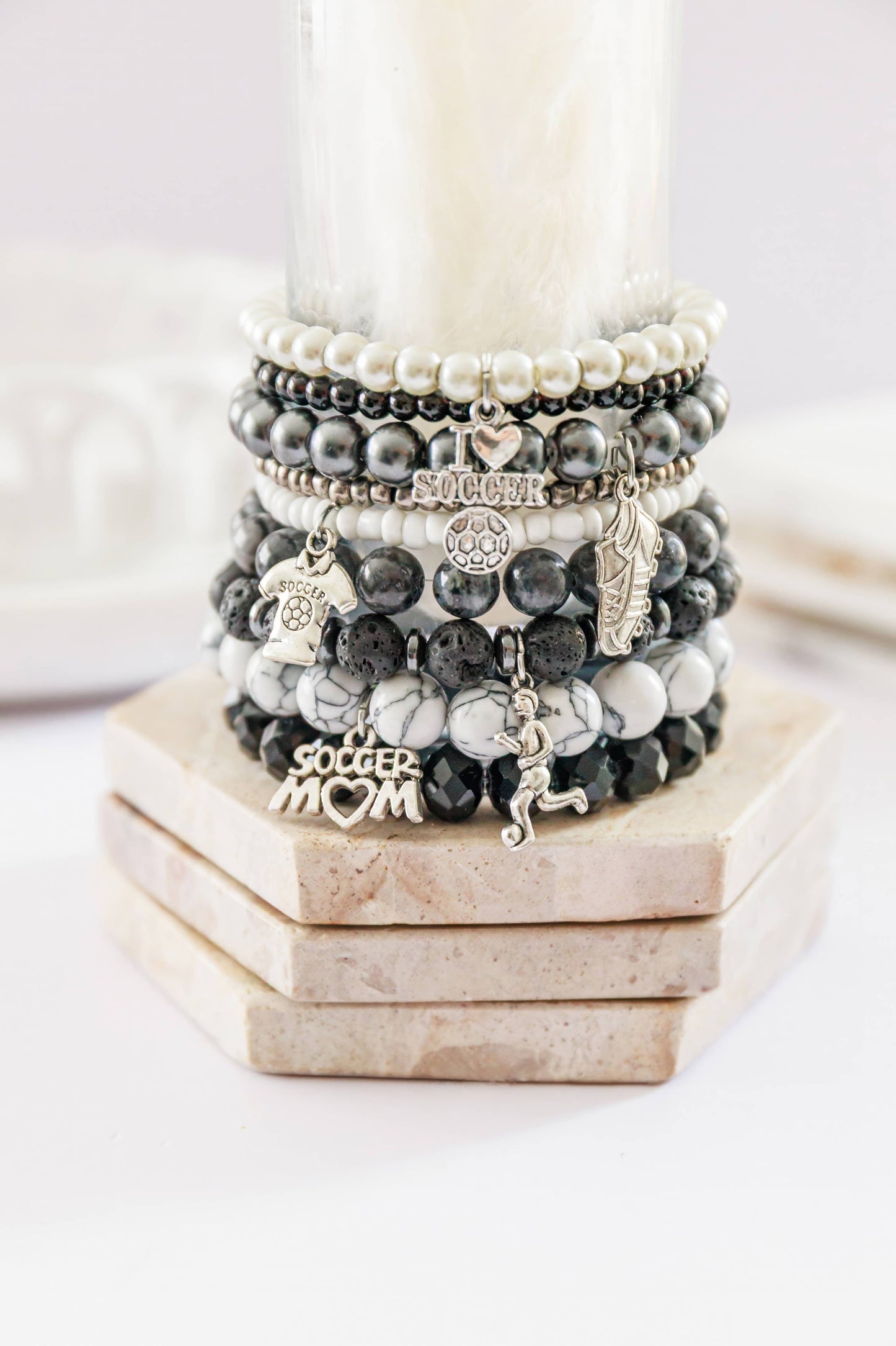 Soccer Mom Handmade Beaded Bracelets Set