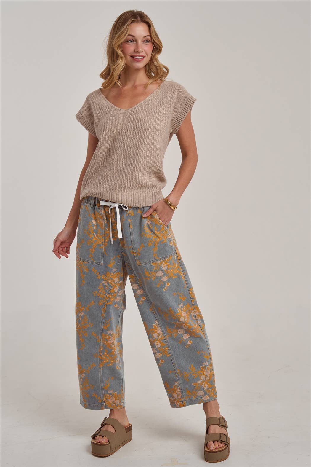 Mid Rise Relaxed Casual Fit Floral Denim