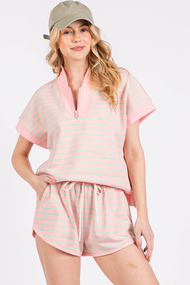 Half Zip Shorts Set