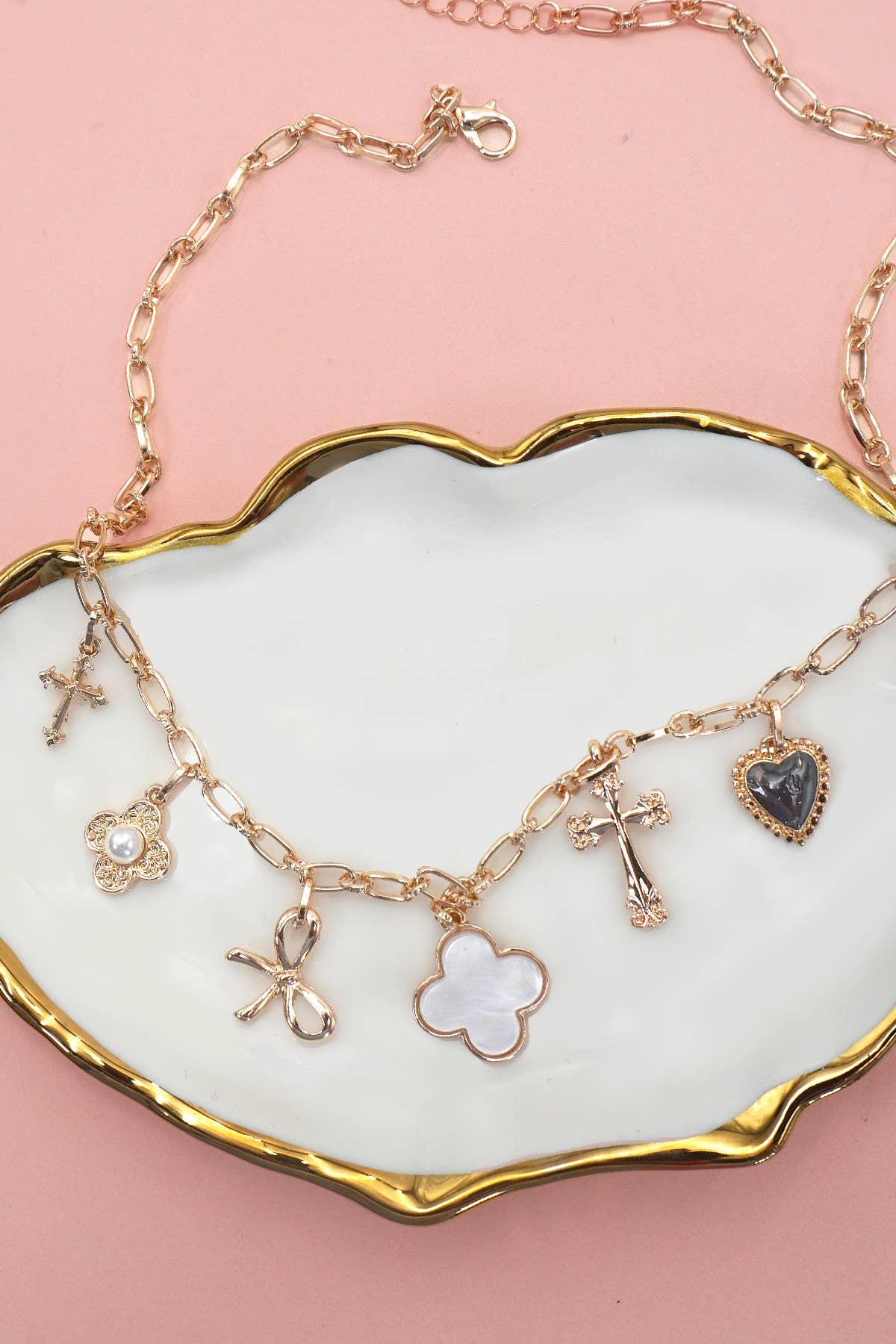 Gold Single Chain Charm Necklace