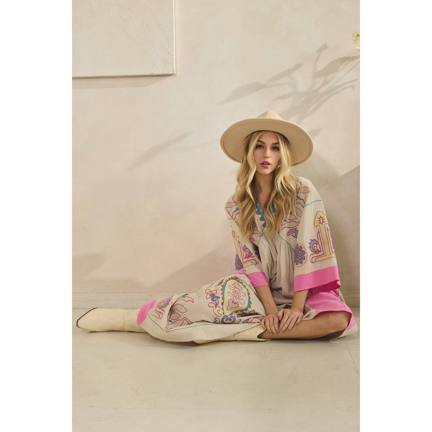 Vintage Embroidery Patch Maxi Dress