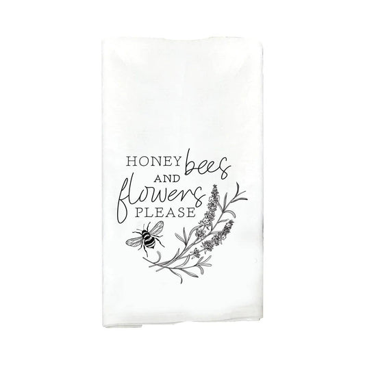 Honey Bees And Flowers Please Towel: 27 x 27