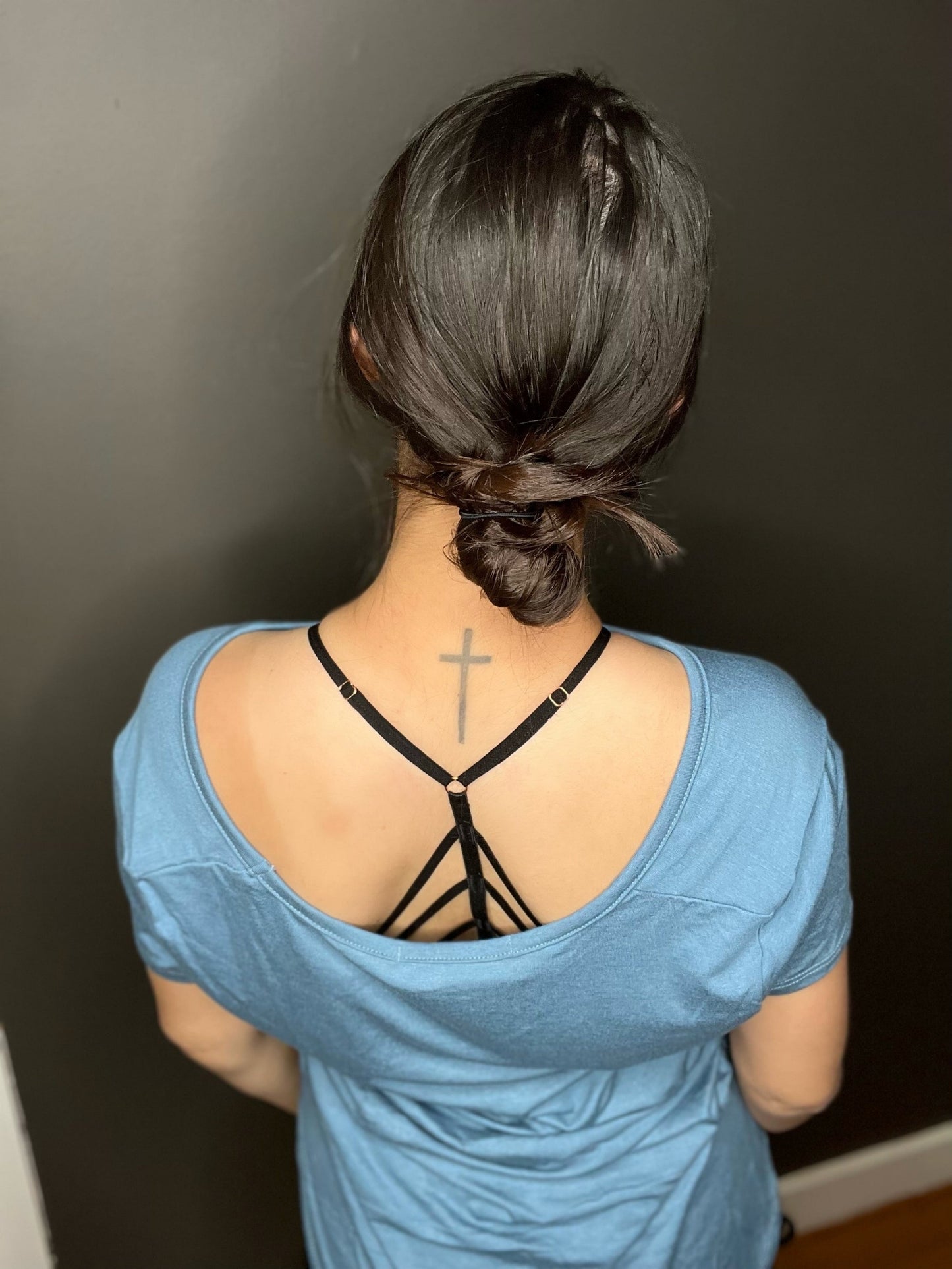 Blue Scoop Neck Tee