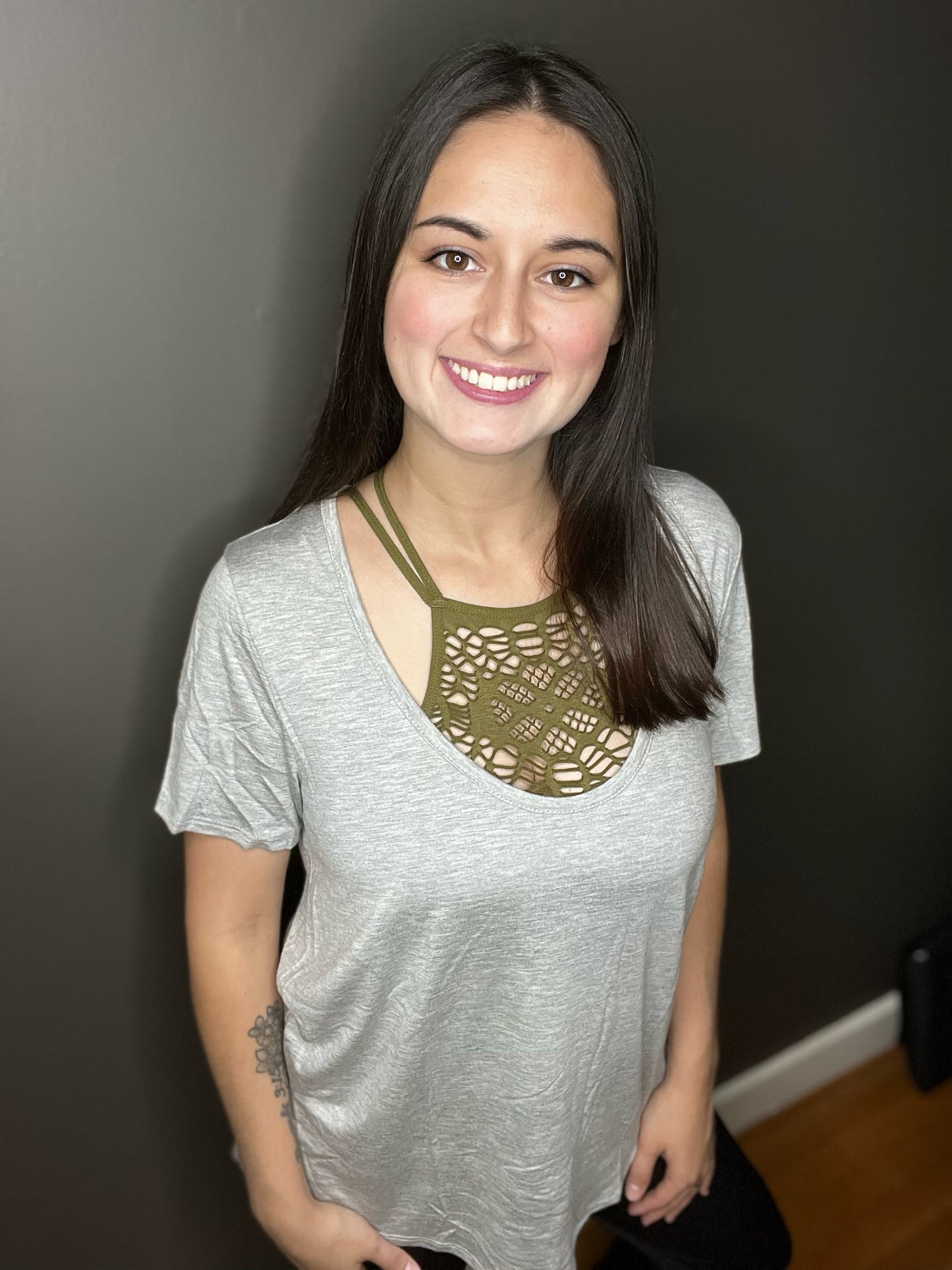 Grey Scoop Neck Bralette Top