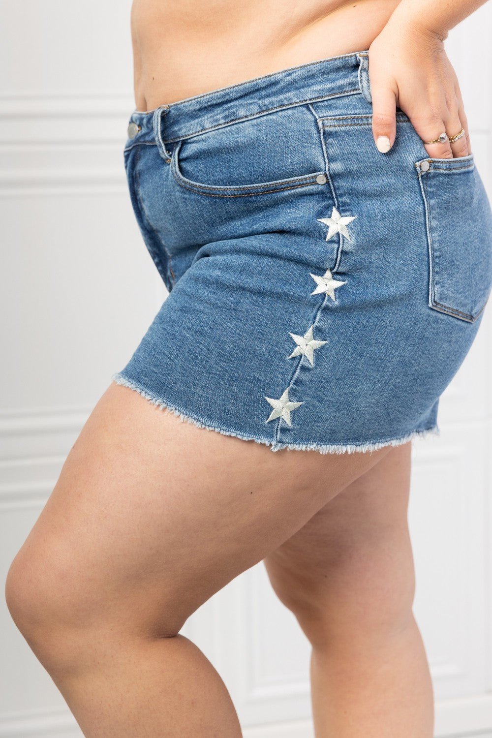 Judy Blue Full Size Celine Embroidered Star Cutoff Shorts