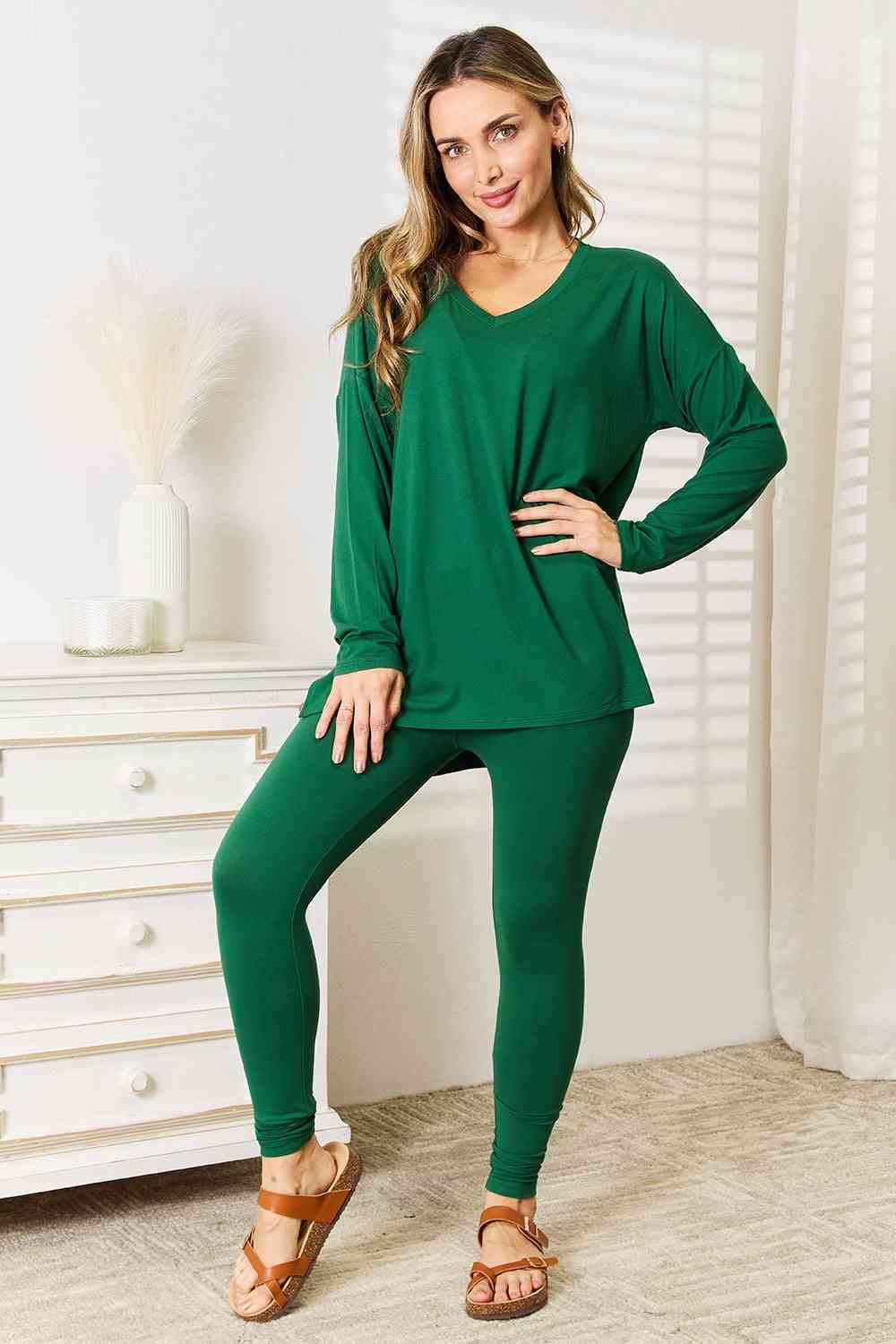 Zenana Holiday Long Sleeve Lounge Set